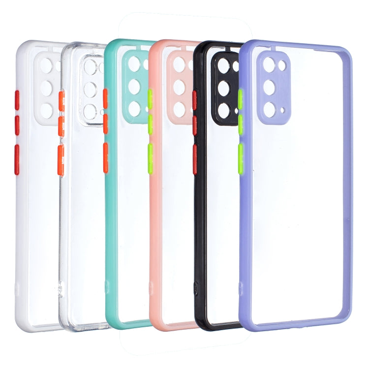 For Samsung Galaxy A72 5G / 4G Transparent PC+TPU Phone Case with Contrast Color Button & Neck Lanyard