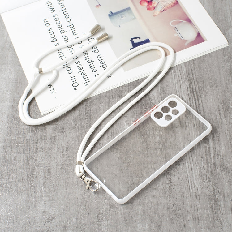 For Samsung Galaxy A52 5G / 4G Transparent PC+TPU Phone Case with Contrast Color Button & Neck Lanyard
