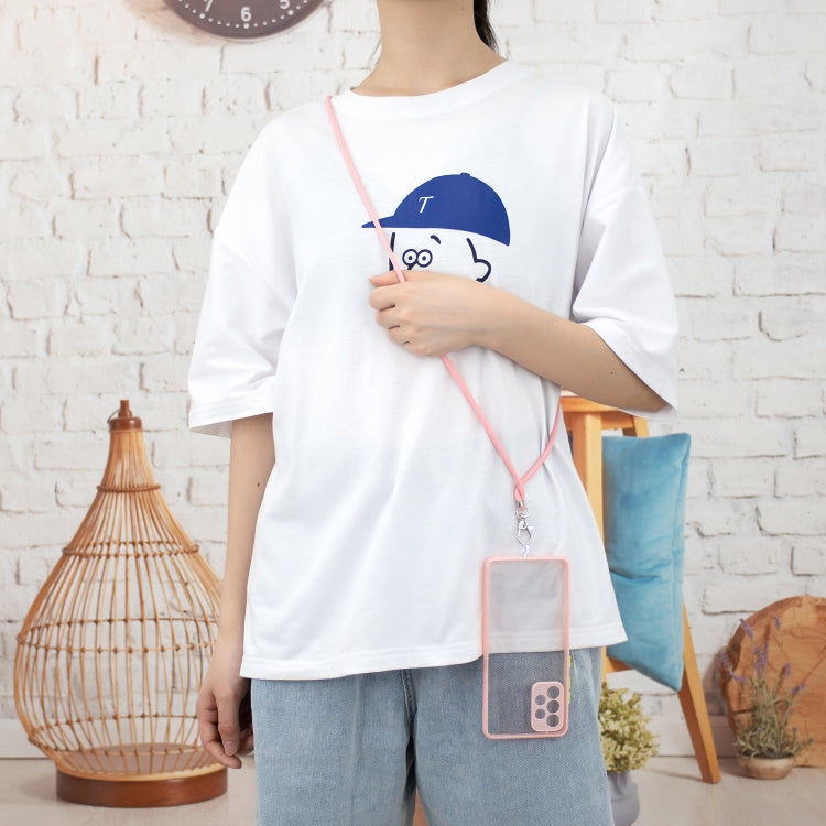 For Samsung Galaxy A52 5G / 4G Transparent PC+TPU Phone Case with Contrast Color Button & Neck Lanyard