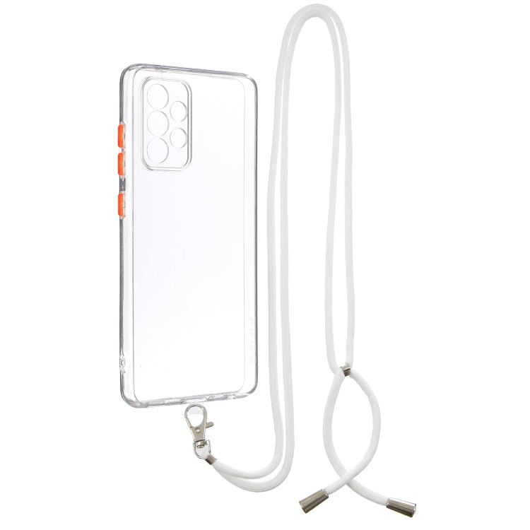 For Samsung Galaxy A52 5G / 4G Transparent PC+TPU Phone Case with Contrast Color Button & Neck Lanyard