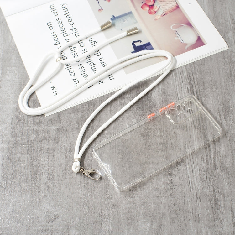 For Samsung Galaxy A52 5G / 4G Transparent PC+TPU Phone Case with Contrast Color Button & Neck Lanyard