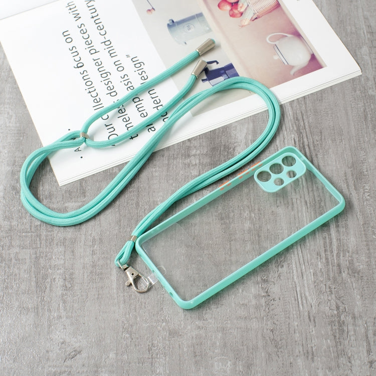 For Samsung Galaxy A32 4G Transparent PC+TPU Phone Case with Contrast Color Button & Neck Lanyard