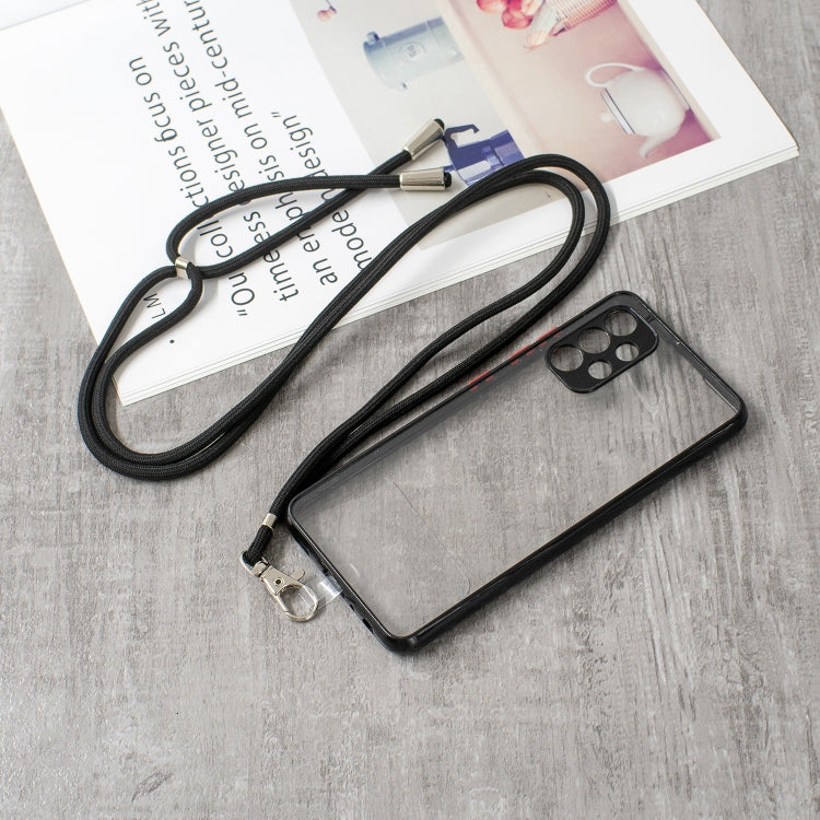 For Samsung Galaxy A32 4G Transparent PC+TPU Phone Case with Contrast Color Button & Neck Lanyard