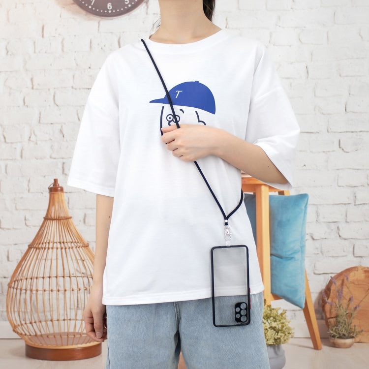 For Samsung Galaxy A32 4G Transparent PC+TPU Phone Case with Contrast Color Button & Neck Lanyard