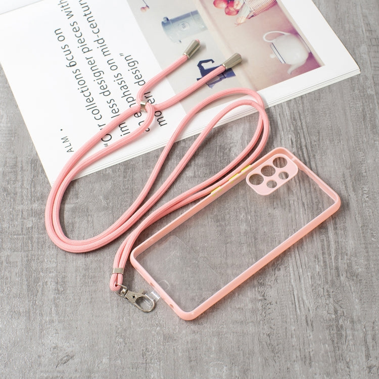 For Samsung Galaxy A32 4G Transparent PC+TPU Phone Case with Contrast Color Button & Neck Lanyard