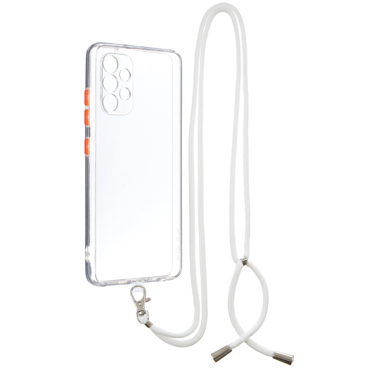 For Samsung Galaxy A32 4G Transparent PC+TPU Phone Case with Contrast Color Button & Neck Lanyard