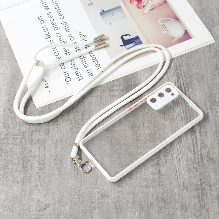 For Samsung Galaxy S20 FE / S20 Lite Transparent PC+TPU Phone Case with Contrast Color Button & Neck Lanyard