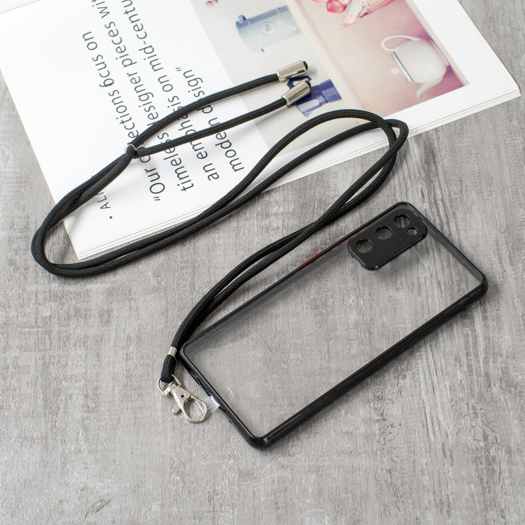 For Samsung Galaxy S20 FE / S20 Lite Transparent PC+TPU Phone Case with Contrast Color Button & Neck Lanyard