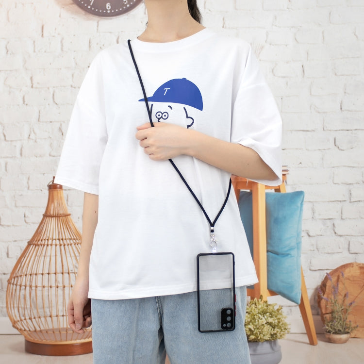 For Samsung Galaxy S20 FE / S20 Lite Transparent PC+TPU Phone Case with Contrast Color Button & Neck Lanyard