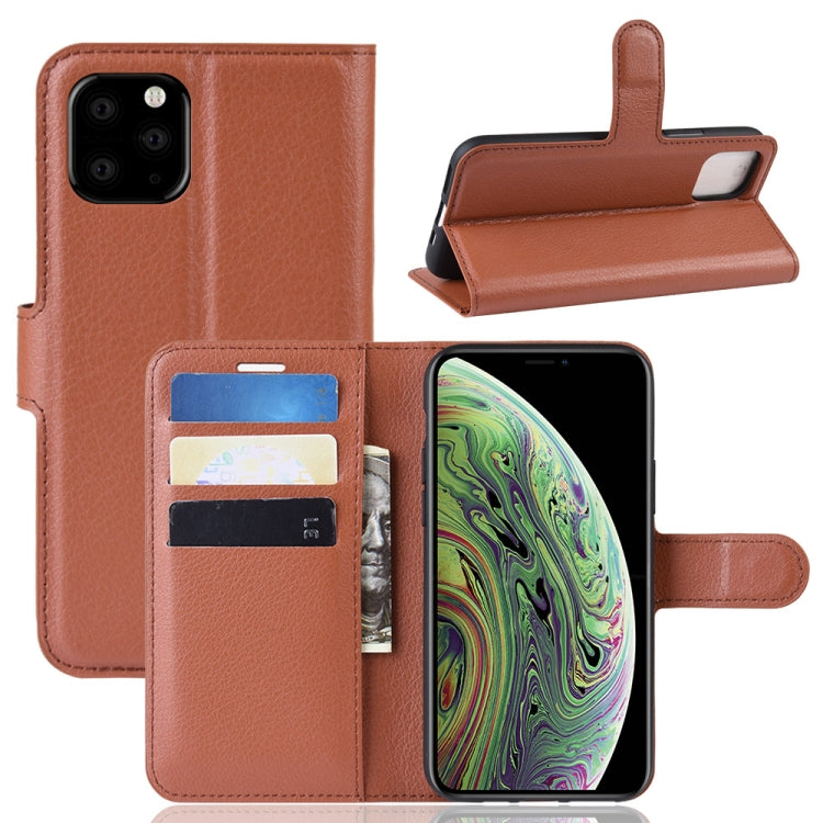 For iPhone 11 Pro Litchi Skin PU Leather Wallet Stand Mobile Casing