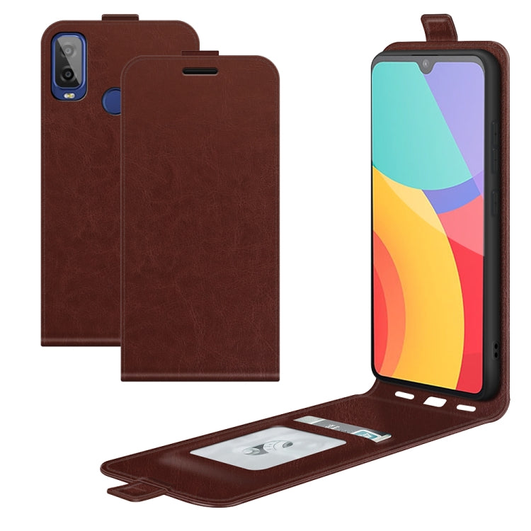 For Alcatel 1L 2021 R64 Texture Single Vertical Flip Leather Protective Case with Card Slots & Photo Frame