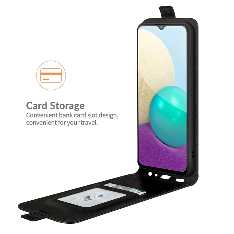 For Samsung Galaxy A02 R64 Texture Single Vertical Flip Leather Protective Case with Card Slots & Photo Frame