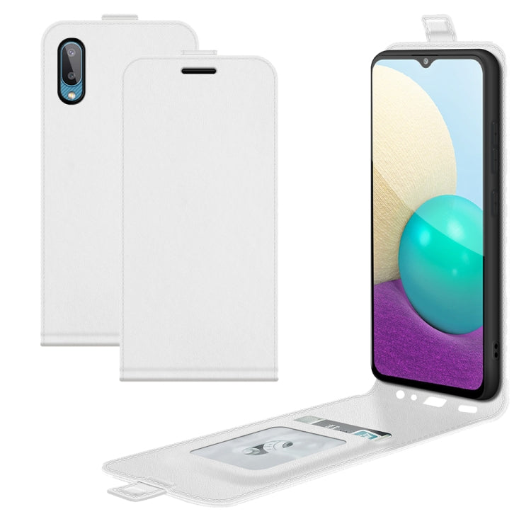 For Samsung Galaxy A02 R64 Texture Single Vertical Flip Leather Protective Case with Card Slots & Photo Frame