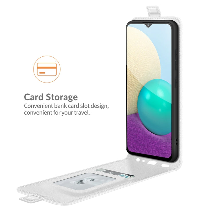 For Samsung Galaxy A02 R64 Texture Single Vertical Flip Leather Protective Case with Card Slots & Photo Frame