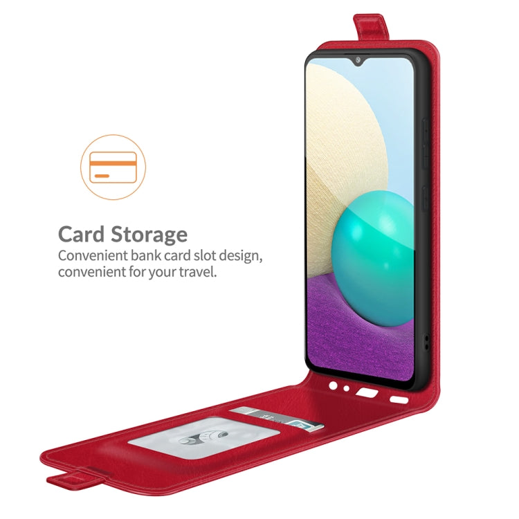 For Samsung Galaxy A02 R64 Texture Single Vertical Flip Leather Protective Case with Card Slots & Photo Frame