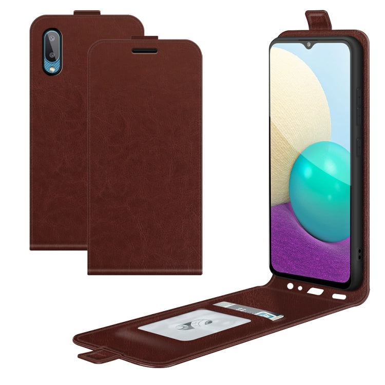 For Samsung Galaxy A02 R64 Texture Single Vertical Flip Leather Protective Case with Card Slots & Photo Frame