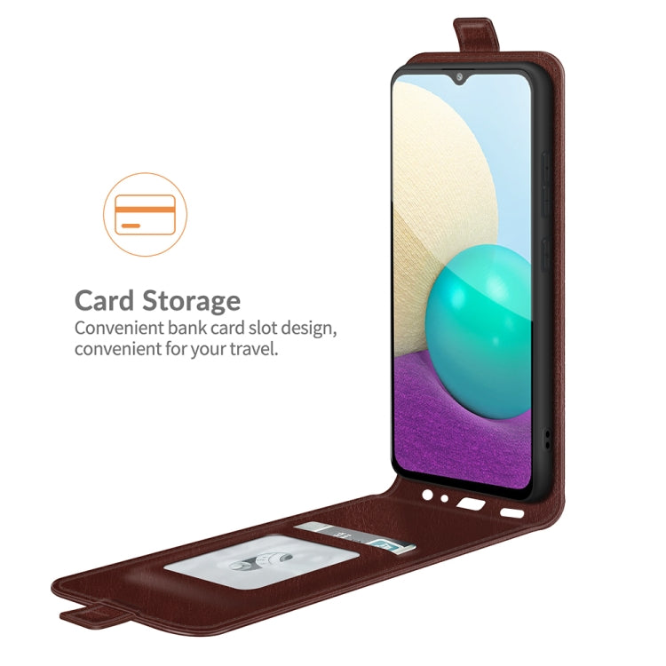 For Samsung Galaxy A02 R64 Texture Single Vertical Flip Leather Protective Case with Card Slots & Photo Frame