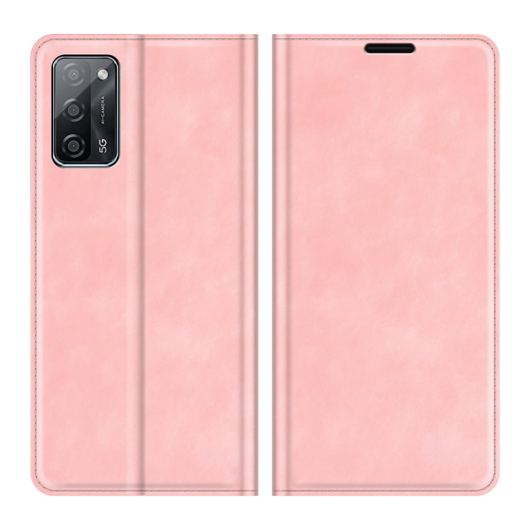 For OPPO A55 5G Retro-skin Business Magnetic Suction Leather Case with Holder & Card Slots & Wallet