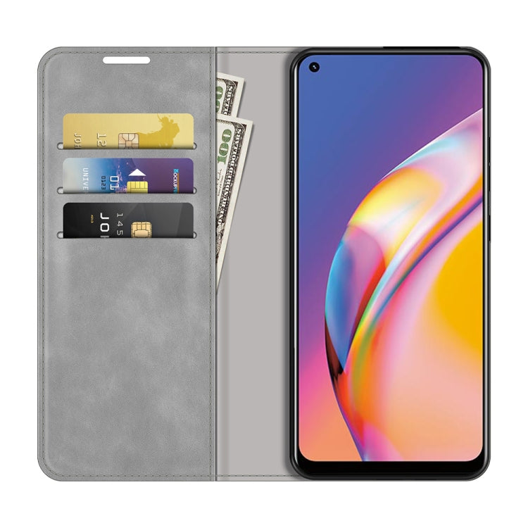 For OPPO A94 4G / F19 Pro / Reno5 Lite Retro-skin Business Magnetic Suction Leather Case with Holder & Card Slots & Wallet