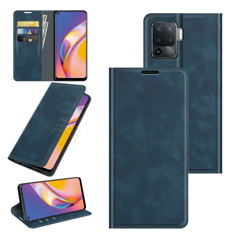 For OPPO A94 4G / F19 Pro / Reno5 Lite Retro-skin Business Magnetic Suction Leather Case with Holder & Card Slots & Wallet
