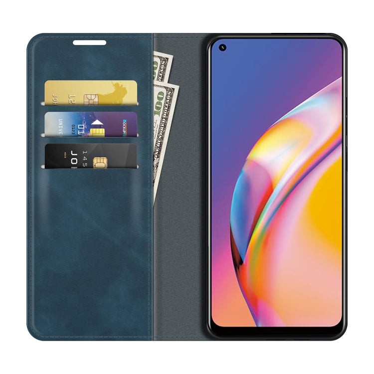 For OPPO A94 4G / F19 Pro / Reno5 Lite Retro-skin Business Magnetic Suction Leather Case with Holder & Card Slots & Wallet