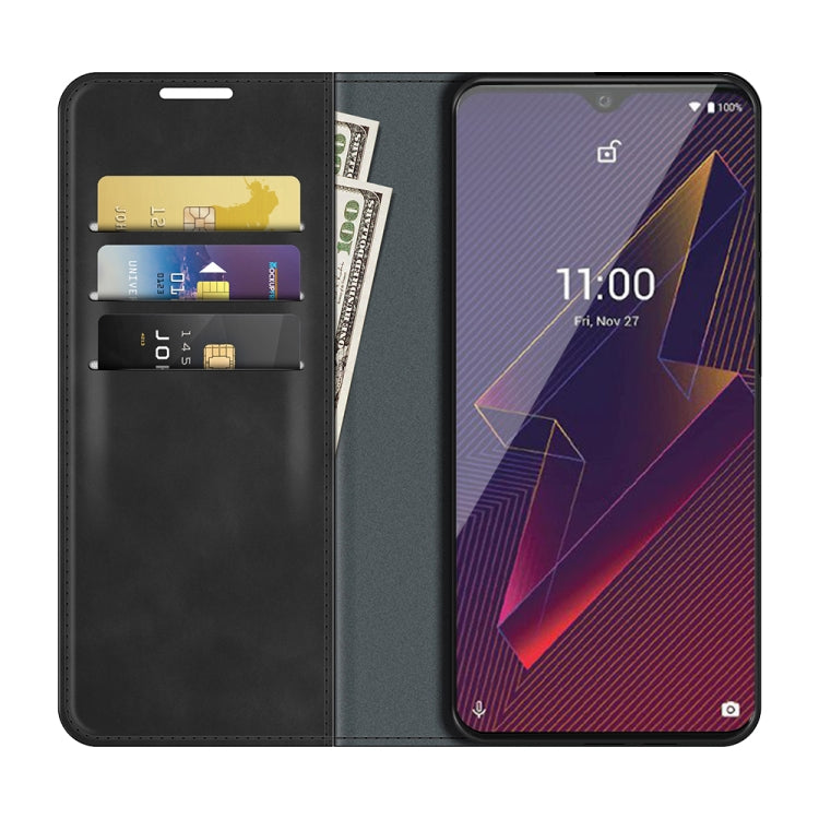 For Wiko Power U20 Retro-skin Business Magnetic Suction Leather Case with Holder & Card Slots & Wallet