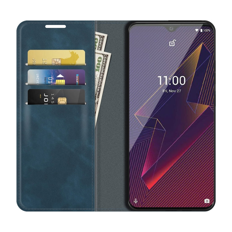 For Wiko Power U20 Retro-skin Business Magnetic Suction Leather Case with Holder & Card Slots & Wallet