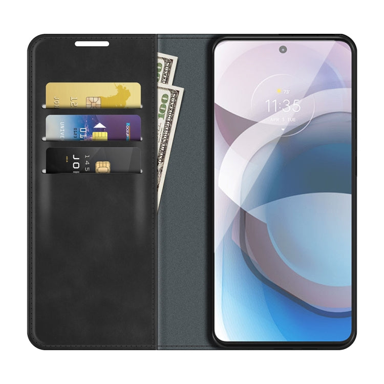 For Motorola Moto One 5G Ace Retro-skin Business Magnetic Suction Leather Case with Holder & Card Slots & Wallet