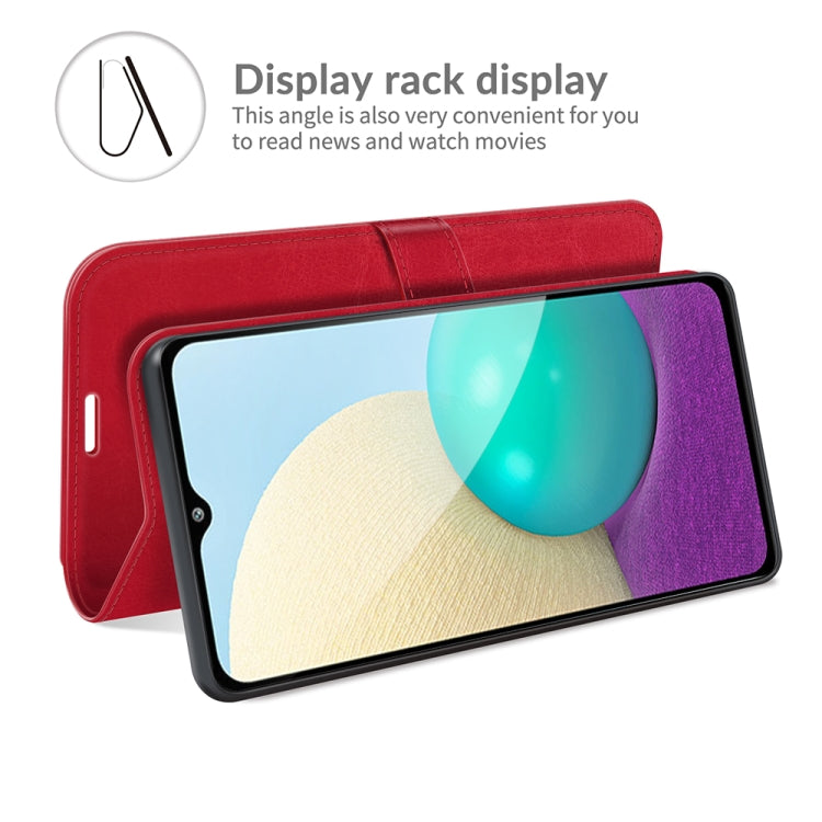 For Samsung Galaxy A02 / M02 R64 Texture Single Horizontal Flip Protective Case with Holder & Card Slots & Wallet& Photo Frame