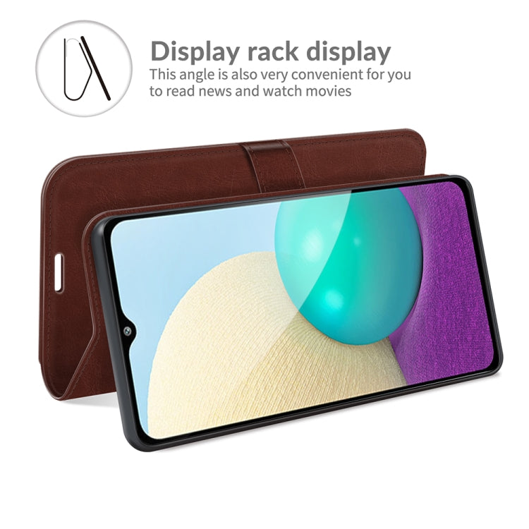 For Samsung Galaxy A02 / M02 R64 Texture Single Horizontal Flip Protective Case with Holder & Card Slots & Wallet& Photo Frame