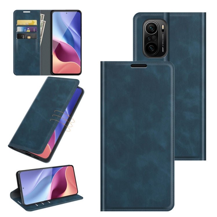 For Xiaomi Redmi K40 / K40 Pro / Poco F3 / Mi 11i Retro-skin Business Magnetic Suction Leather Case with Holder & Card Slots & Wallet