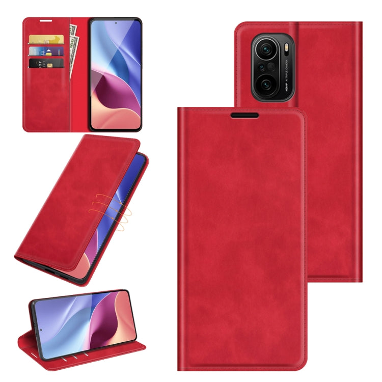 For Xiaomi Redmi K40 / K40 Pro / Poco F3 / Mi 11i Retro-skin Business Magnetic Suction Leather Case with Holder & Card Slots & Wallet