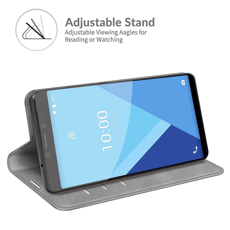 For Wiko Y51 Retro-skin Business Magnetic Suction Leather Case with Holder & Card Slots & Wallet