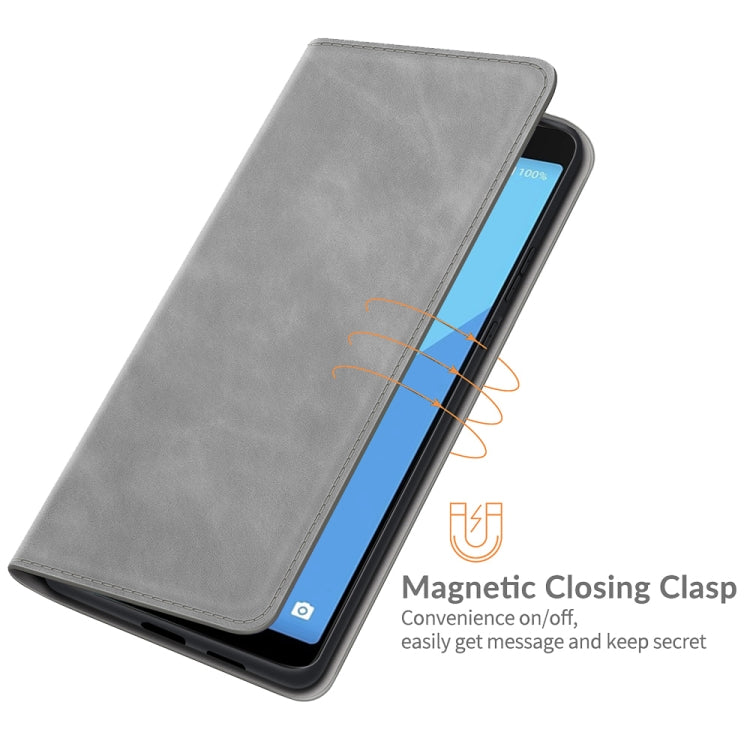 For Wiko Y51 Retro-skin Business Magnetic Suction Leather Case with Holder & Card Slots & Wallet