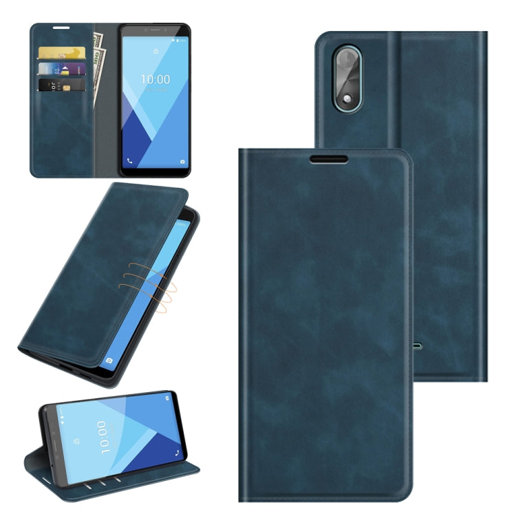 For Wiko Y51 Retro-skin Business Magnetic Suction Leather Case with Holder & Card Slots & Wallet