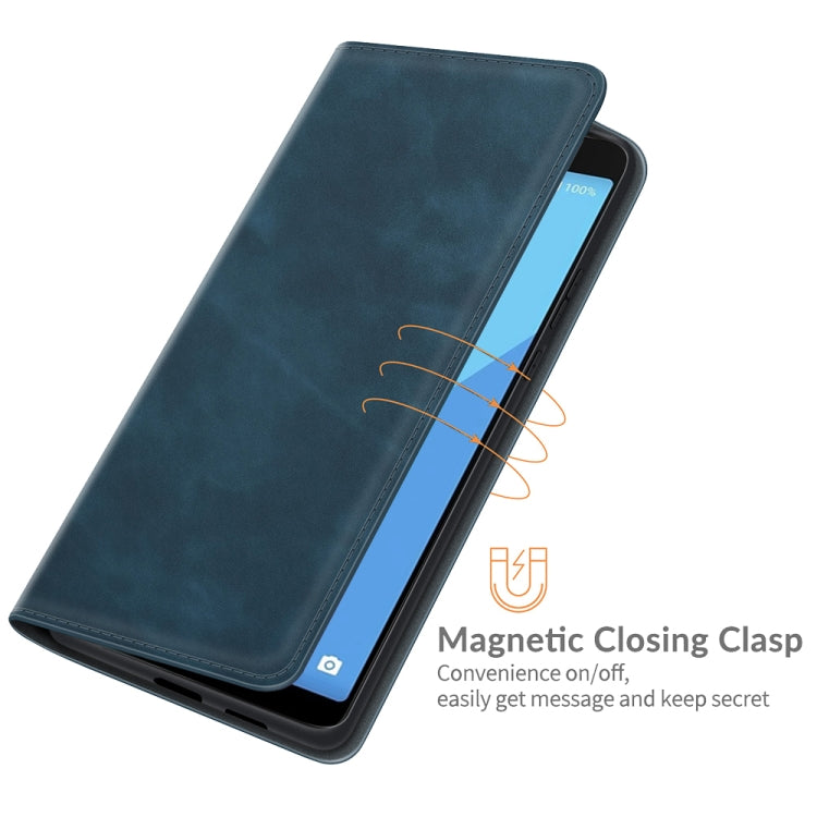 For Wiko Y51 Retro-skin Business Magnetic Suction Leather Case with Holder & Card Slots & Wallet