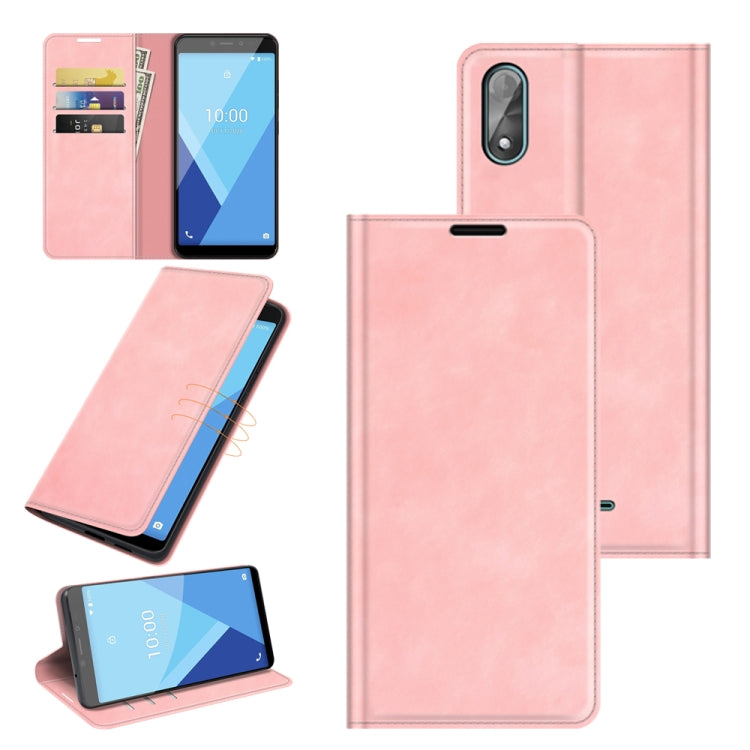 For Wiko Y51 Retro-skin Business Magnetic Suction Leather Case with Holder & Card Slots & Wallet