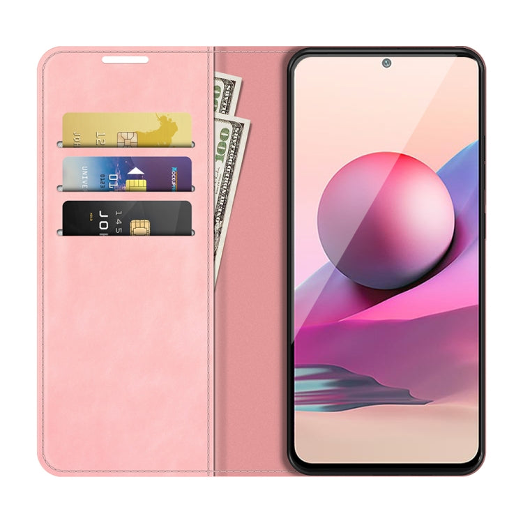 For Xiaomi Redmi Note 10 4G / Note 10S Retro-skin Business Magnetic Suction Leather Case with Holder & Card Slots & Wallet
