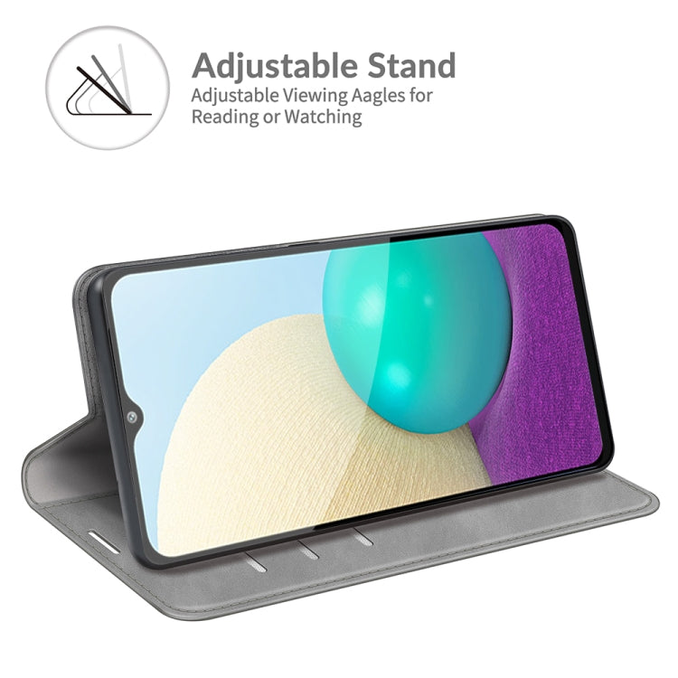 For Samsung Galaxy A02 / M02 Retro-skin Business Magnetic Suction Leather Case with Holder & Card Slots & Wallet