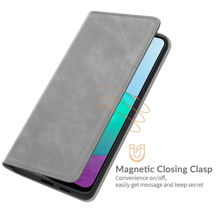 For Samsung Galaxy A02 / M02 Retro-skin Business Magnetic Suction Leather Case with Holder & Card Slots & Wallet