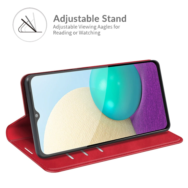 For Samsung Galaxy A02 / M02 Retro-skin Business Magnetic Suction Leather Case with Holder & Card Slots & Wallet