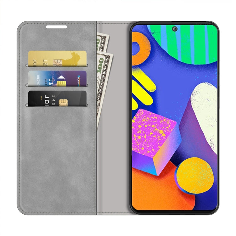 For Samsung Galaxy F62 / M62 Retro-skin Business Magnetic Suction Leather Case with Holder & Card Slots & Wallet