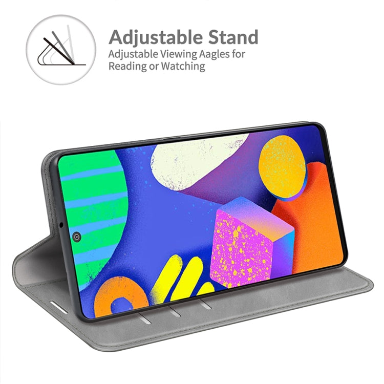 For Samsung Galaxy F62 / M62 Retro-skin Business Magnetic Suction Leather Case with Holder & Card Slots & Wallet