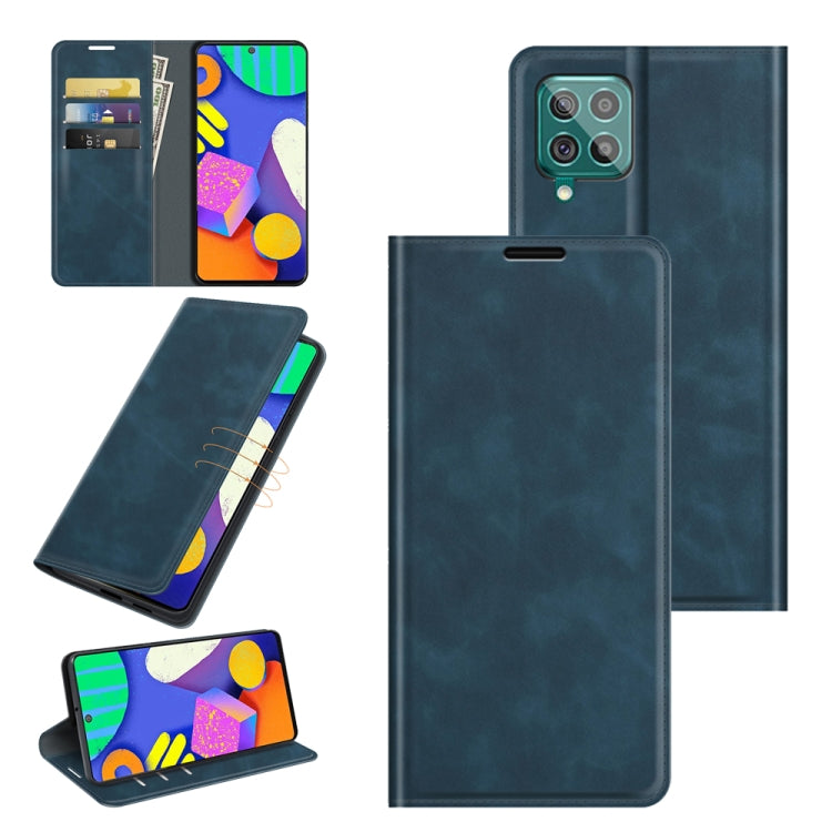 For Samsung Galaxy F62 / M62 Retro-skin Business Magnetic Suction Leather Case with Holder & Card Slots & Wallet