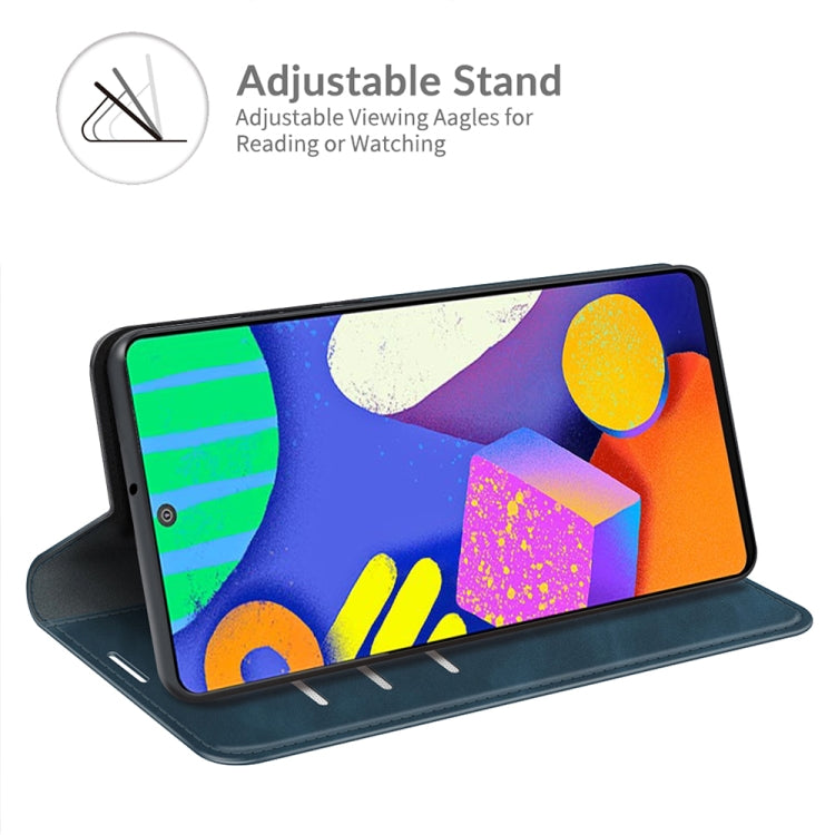 For Samsung Galaxy F62 / M62 Retro-skin Business Magnetic Suction Leather Case with Holder & Card Slots & Wallet