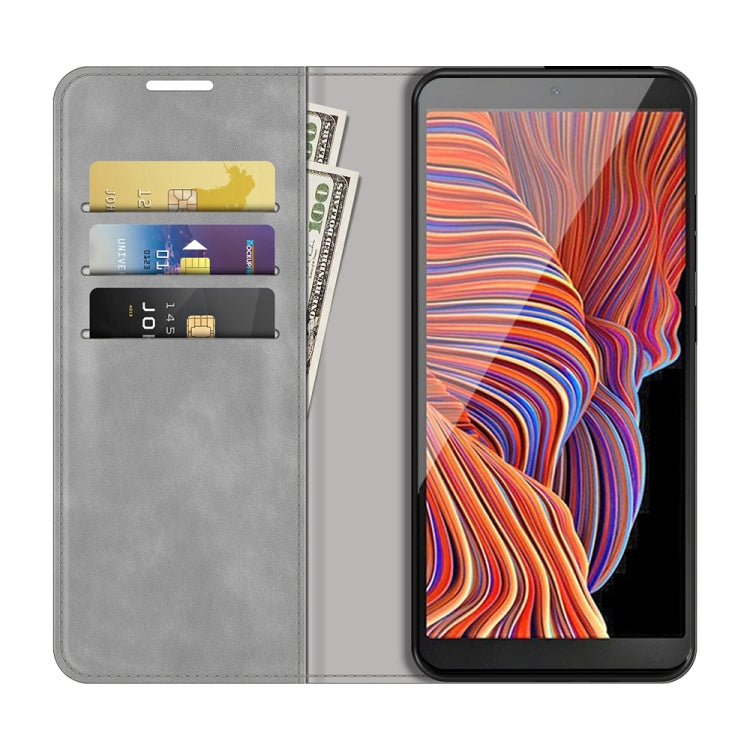 For Samsung Galaxy Xcover 5 / Xcover 5S Retro-skin Business Magnetic Suction Leather Case with Holder & Card Slots & Wallet