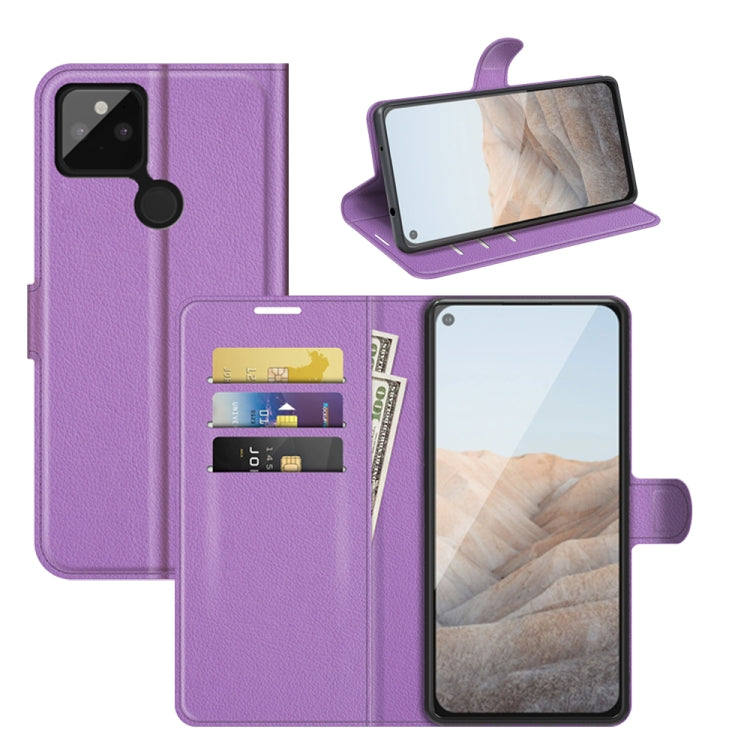 For Google Pixel 5A 5G Litchi Texture Horizontal Flip Protective Case with Holder & Card Slots & Wallet