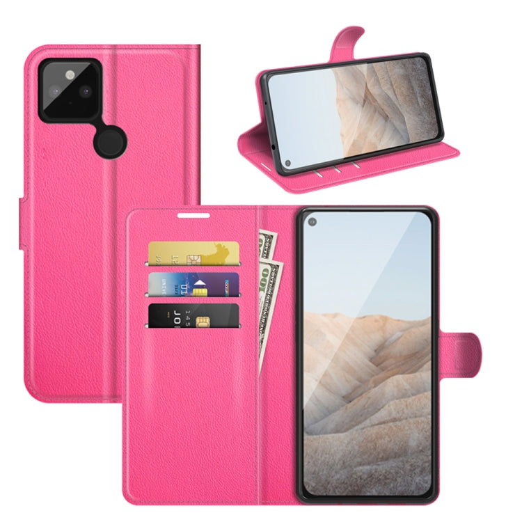 For Google Pixel 5A 5G Litchi Texture Horizontal Flip Protective Case with Holder & Card Slots & Wallet