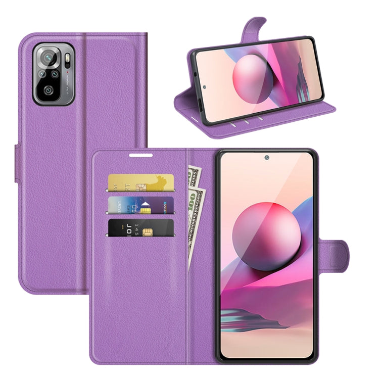 For Xiaomi Redmi Note 10 4G / Note 10S Litchi Texture Horizontal Flip Protective Case with Holder & Card Slots & Wallet