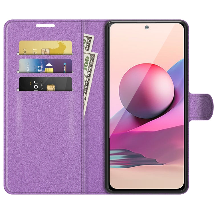 For Xiaomi Redmi Note 10 4G / Note 10S Litchi Texture Horizontal Flip Protective Case with Holder & Card Slots & Wallet